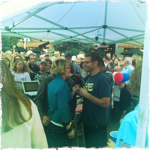 Gabby Giffords was a guest DJ at a Get-Out-The-Vote Barbecue at Hotel Congress yesterday